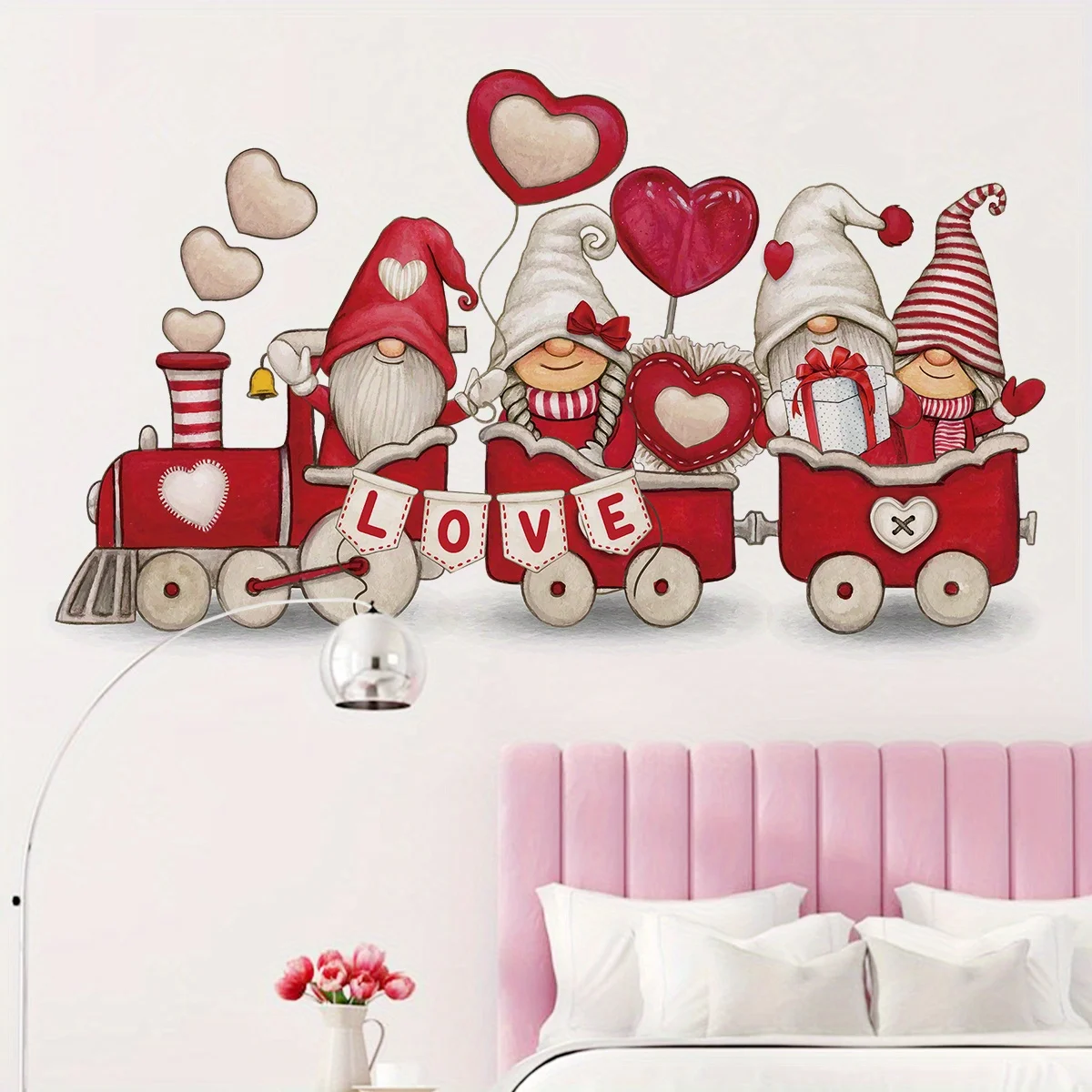 Cartoon Cute Santa Claus Red Train Christmas Wall Stickers Removable for Bedroom Living Room Nursery Decoration Wall Decals