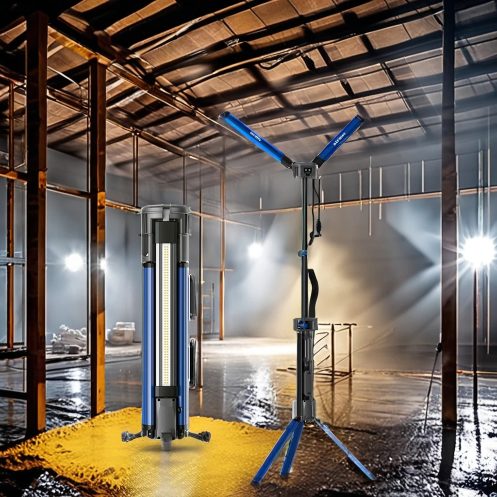 Luz de trabajo LED recargable de 100W, 10000 lúmenes, resistente al agua, doble Color para trabajo, sitio de construcción y Camping, fuente de alimentación AC/DC