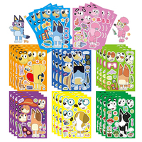 8/16/24/32Pcs Bluey Bingo Children Toys Sticker Cartoon Splicing Sticker Kids Elementary Education Toy Funny DIY Puzzle Stickers