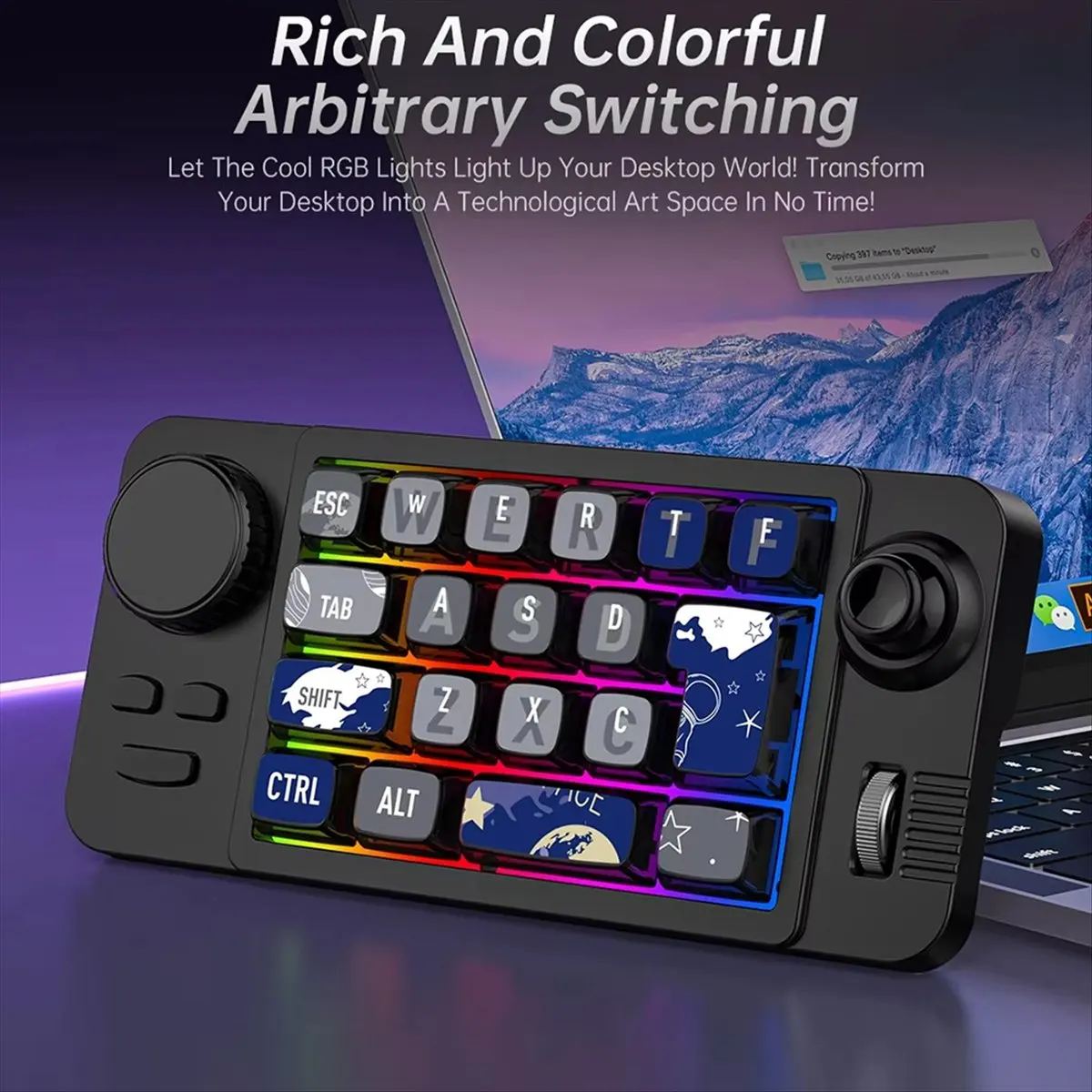 [N88R]Hot Swap Bluetooth Wireless Mechanical Keyboard with Volume Scroll RGB Backlit Wired Keyboard Programmer Gaming Keypad,B