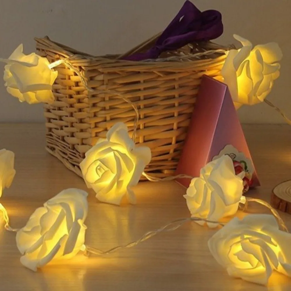 رومانسية LED روز سلسلة أضواء الدافئة الأبيض 1.5/3 متر مقلد الزهور أضواء زهرة جارلاند 10/20 LED أضواء زهرة الورد
