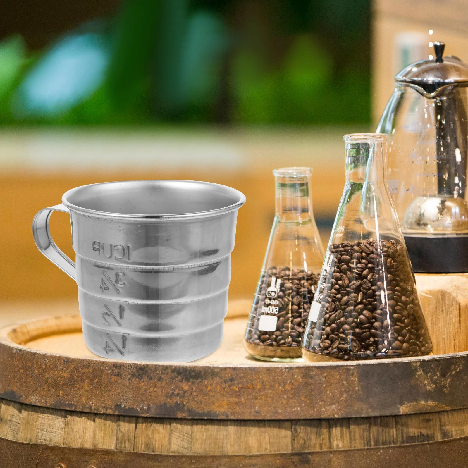 

Coffee Measuring Cup Stainless Steel Compact Kitchen Tool Small Container Baking Supplies Scale Design Graceful Arc Flow