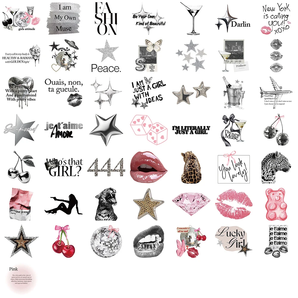 10/30/50 قطعة لطيف الكرتون الفضة محظوظ فتاة ملصقات الشارات DIY بها بنفسك محمول الهاتف زجاجة ماء مذكرات الدراجة الجمالية لاصقة تزيين