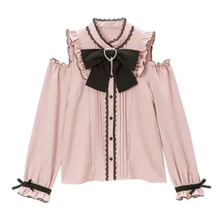 Japanese Gothic Lolita Cosplay Costume Ribbon Short jirai kei clothes Girls Sweet Cute Lace A-Line Mini Skirts Black Pink kawaii