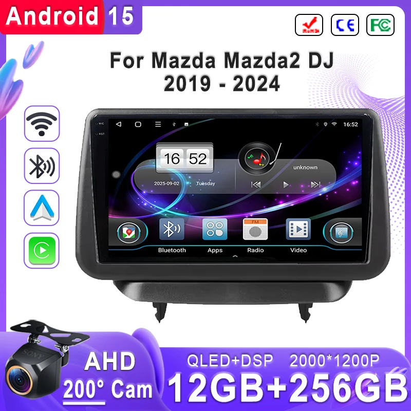 

for Mazda Mazda2 DJ Plug & Play 2019-2024 Head Unit Android 15 GPS Auto Navigation Multimedia DVD Bluetooth Car Play