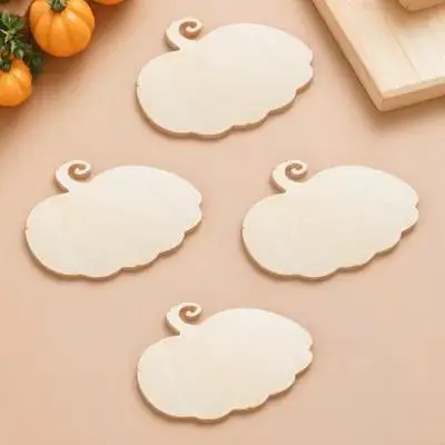 

4pcs White Blank Pumpkin Wood Slice 30x27 Unfinished Hanging Halloween Party Room Decor Wooden Crafts Paint DIY Home