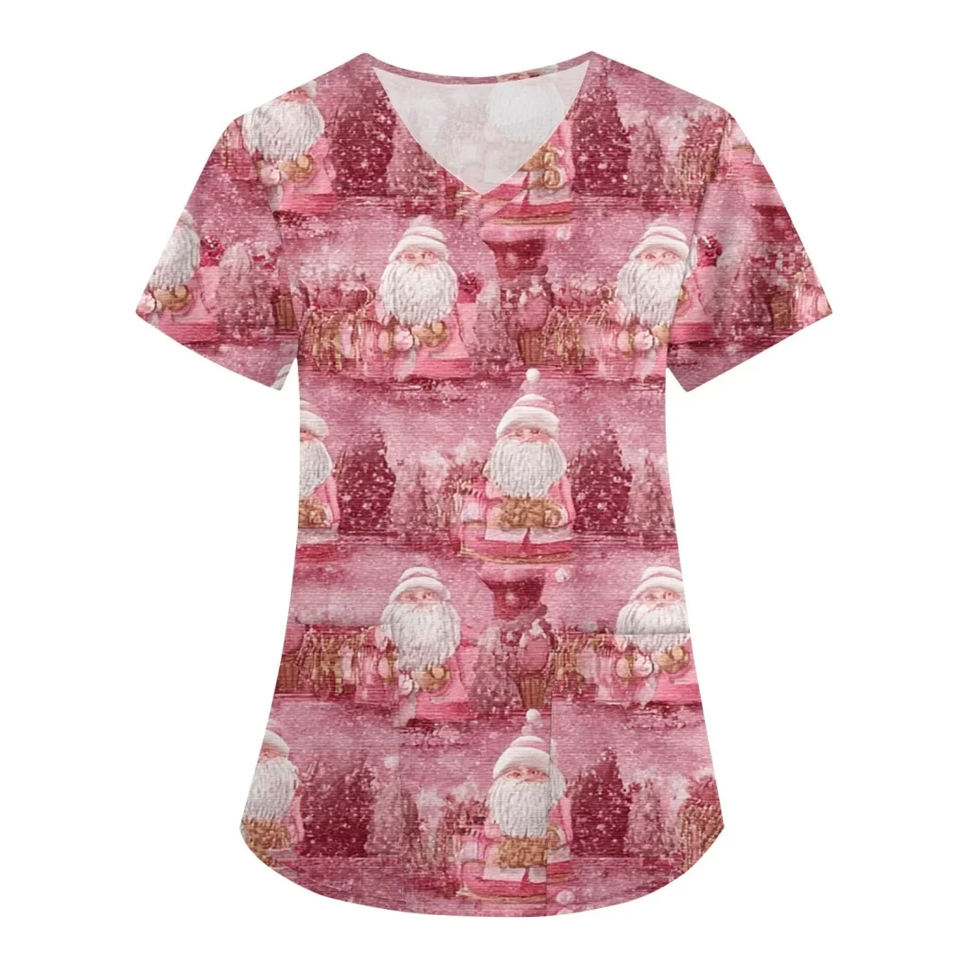 Feliz natal uniforme clínico feminino impressão farmácia workwear enfermeira uniforme hospital médico cirurgia dentária oral esfrega roupas