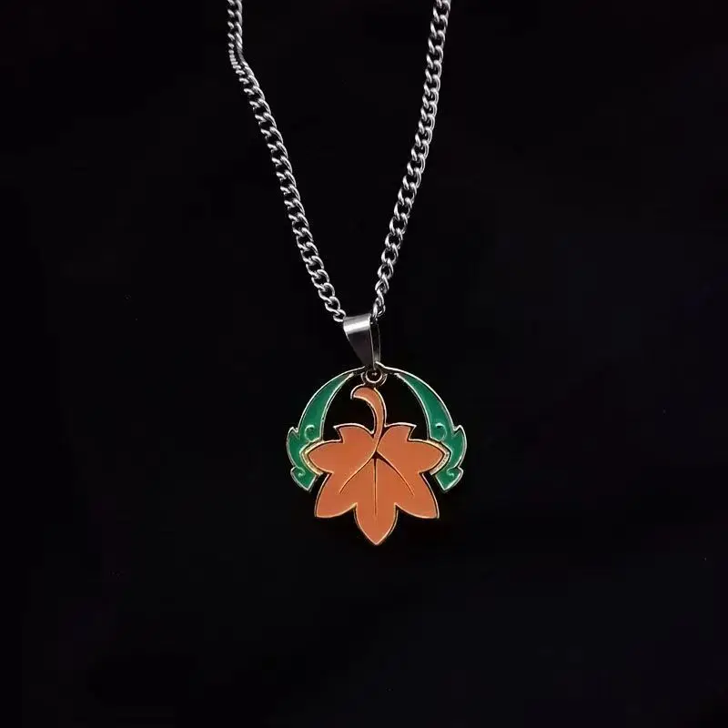 Kaedehara Kazuha Titanium Steel Necklace 3 Styles Chains  Impact Pendant Maple Leaf Animation Game Jewelry Gift For Fans