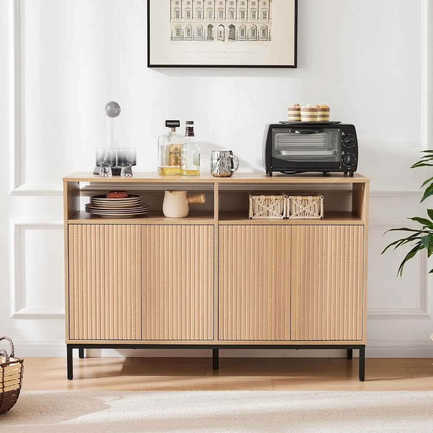 

Farmhouse Buffet Sideboard Cabinet with Storage & Adjustable Shelves