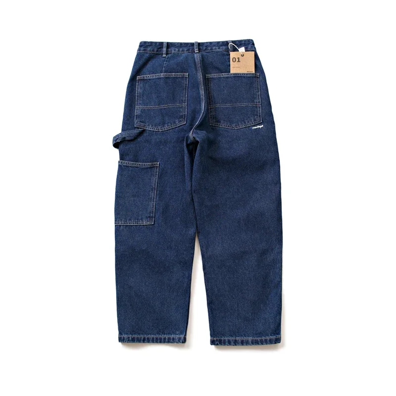 American Style gewaschene Double Knie Patched Jeans lose gerade Hosen für Männer und Frauen