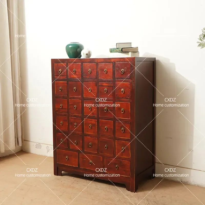 Chinese solid wood medicine cabinet household traditional Chinese medicine family traditional Chinese medicine storage