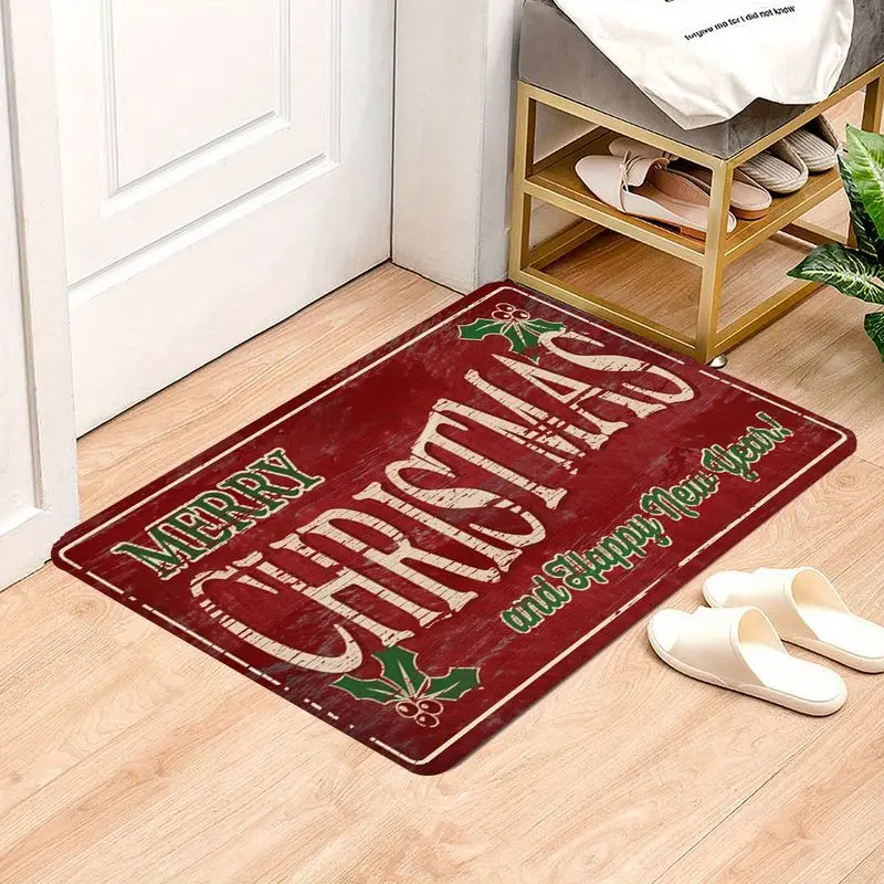 VIKAMA Merry Christmas Kitchen Mat—Soft, Non-Slip Indoor/Outdoor Entryway Rug and Bathroom Door Mat, Home Decor