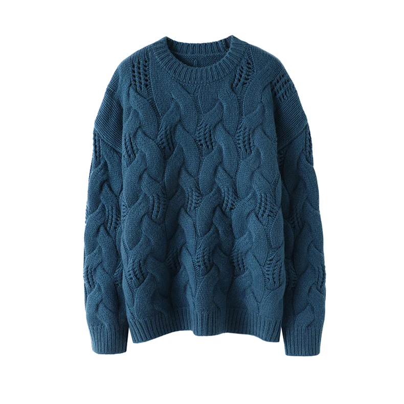 Thick Luxurious Cashmere Sweater Women Design Pullover Winter Clothes Women O-Neck LOOSE Hollow Out