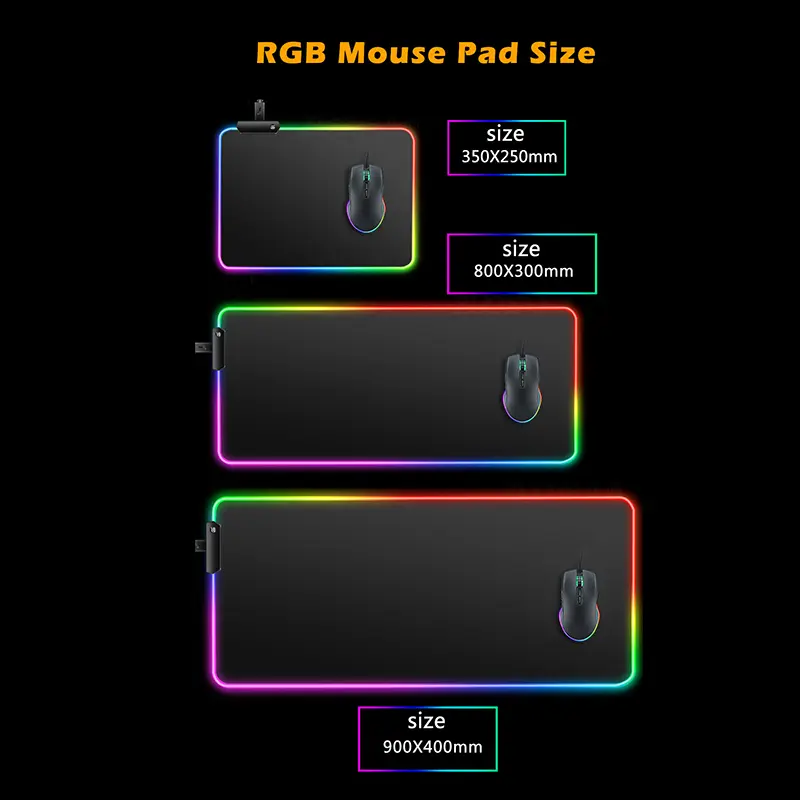 RGB mouse pad in different lighting modes