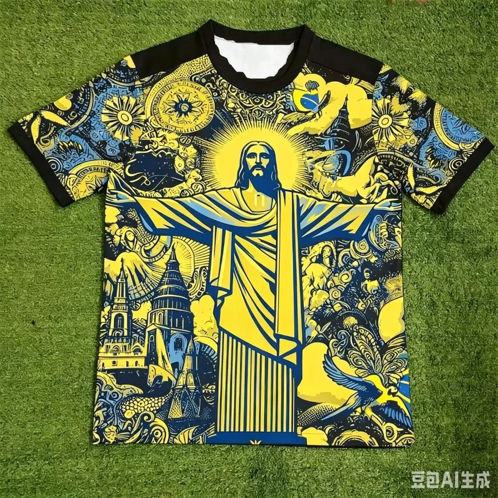 2026 Summer Brazil Special Edition Jesus Printed Round Neck T-shirt Football Training Jersey Breathable Casual Loose Tops Unisex