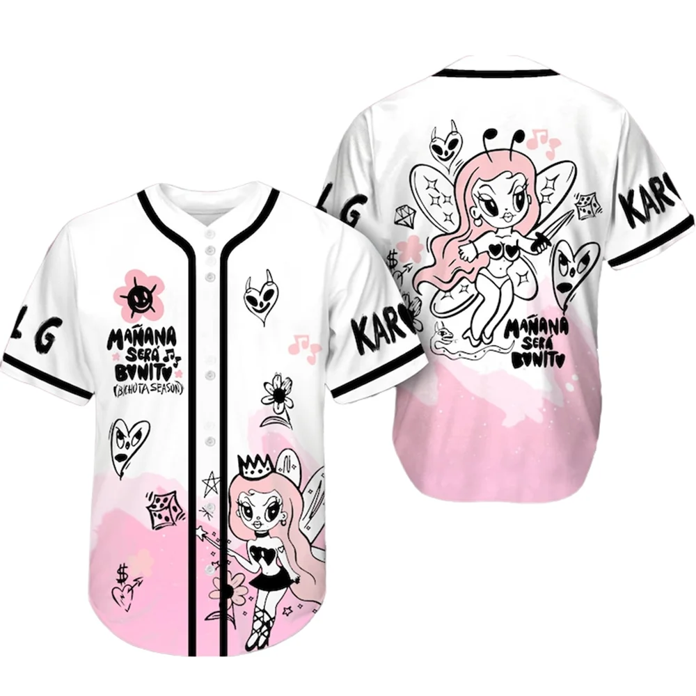 

Karol G Streetwear Harajuku Thin button Baseball uniform Baseball Jersey Men/Women Color13