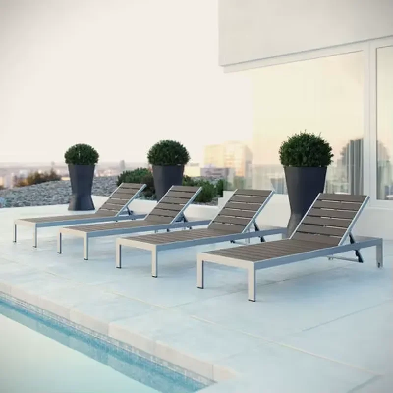 Aluminum Beach Lounger Modern Outdoor Sunbed Garden Furniture Poolside Chaise Longue for Hotel Patio Relaxing Leisure Chair