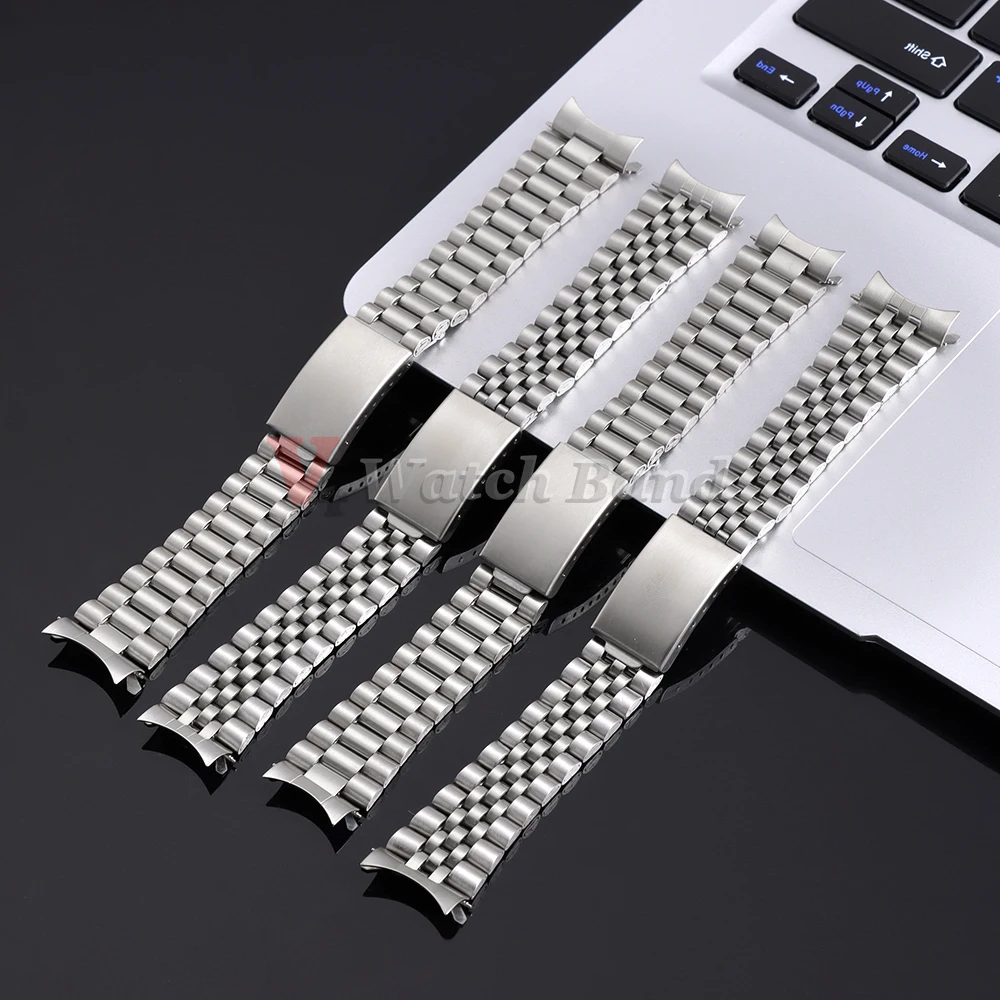 18mm 20mm Stainless Steel Strap Curved End Metal Watch Bands for Seiko Sport Wristbelt Business Bracelet for Rolex Datejust Men