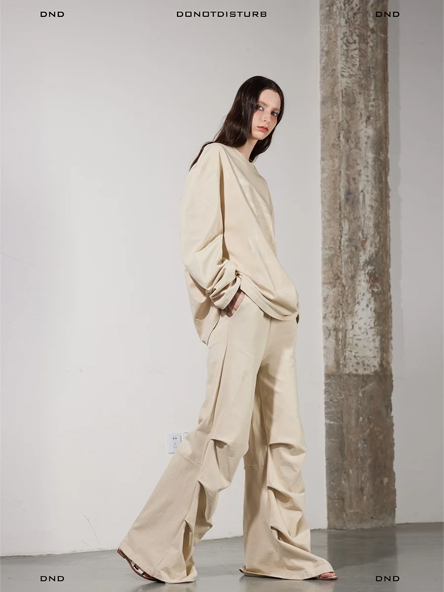 

Original Loose Fit Long Sve T-irt with Weathered Letter Print for Women Commute Sle round Ne Cotton Blend Spring Wear