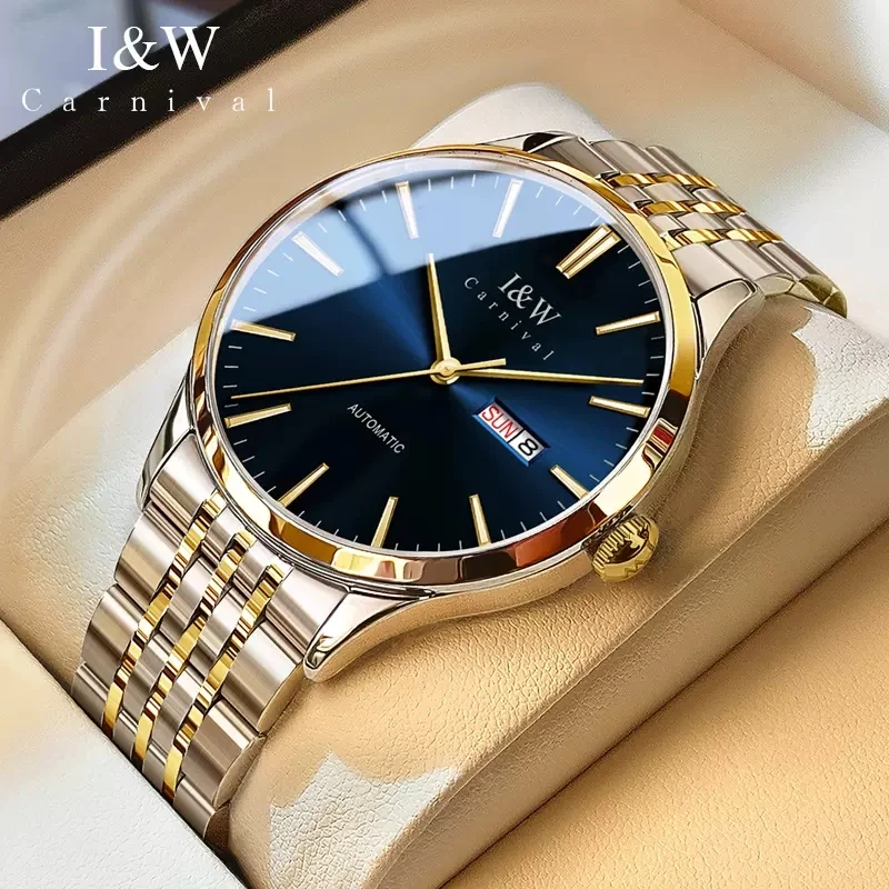 Carnival Brand I&W High-end Luxury 316L Steel Sapphire Mechanical Watch for Men Imported Movement Automatic Business Mens Watch