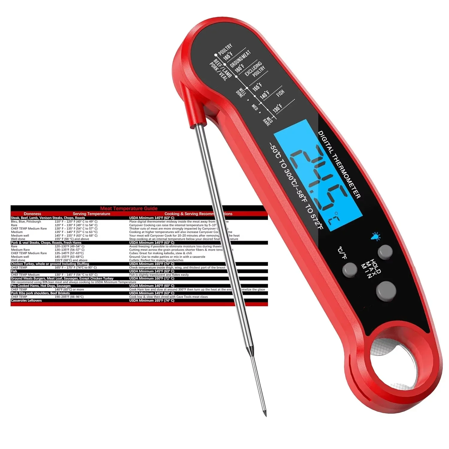 1 Pc Instant Meat Thermometer Waterproof Ultra-Fast Digital Meat Thermometer Kitchen Thermometer For Baking BBQ Grilling YY045
