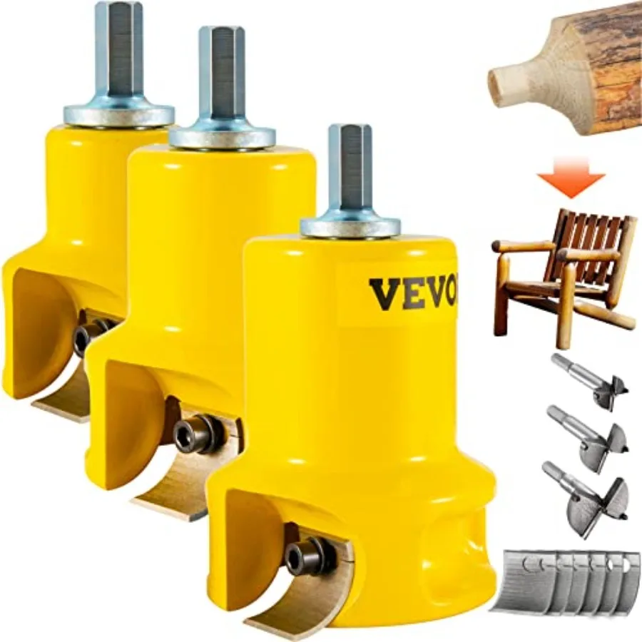 

Tenon Cutter, 1"/25.4mm and 1.5"/38mm and 2"/50.8mm, Premium Aluminum and Steel Log Furniture Cutter, with Dual Curved Blades a