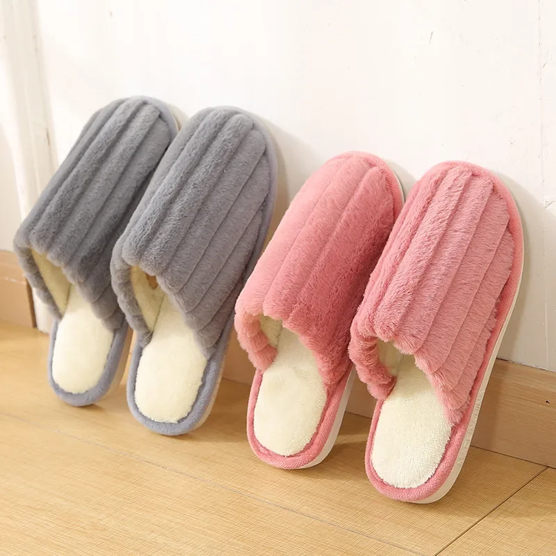 New Butterfly Knot Autumn/Winter Cotton Slippers Home Interior Wooden Floor Shoes Thickened Anti Slip Fury Couple Plush Slipper