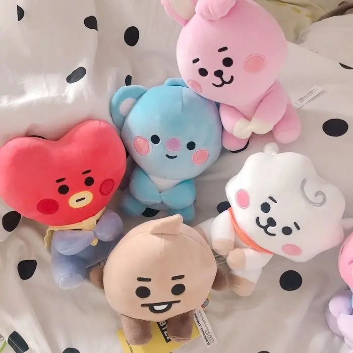 BT21 Plush Toys Kawaii Mini Keychain Anime Bag Pendant Ornament for Kids 12-22cm Bt21 Peripherals Soft Stuffed Animals Doll Gift