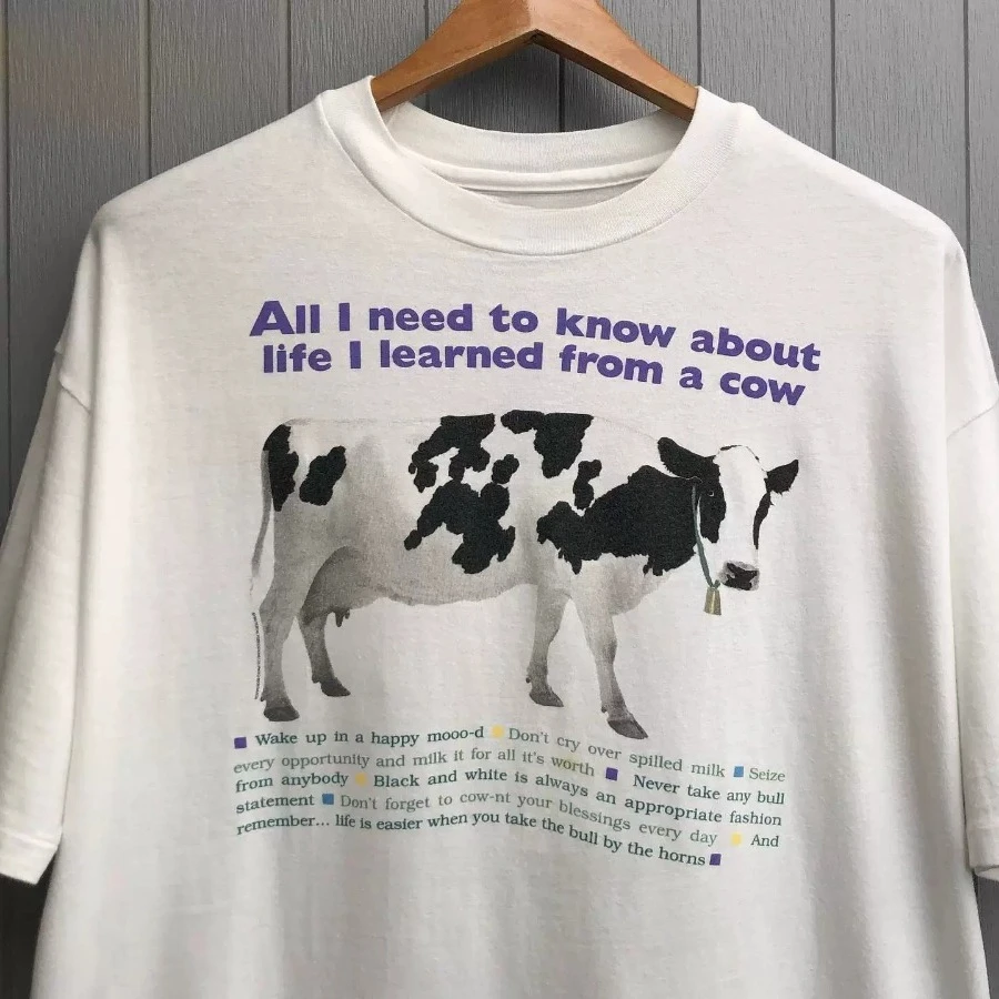 Black and White Cow Cute Style Loose-fitting Short-sleeved T-shirt for Students, Men and Women Men's and Women's Clothing