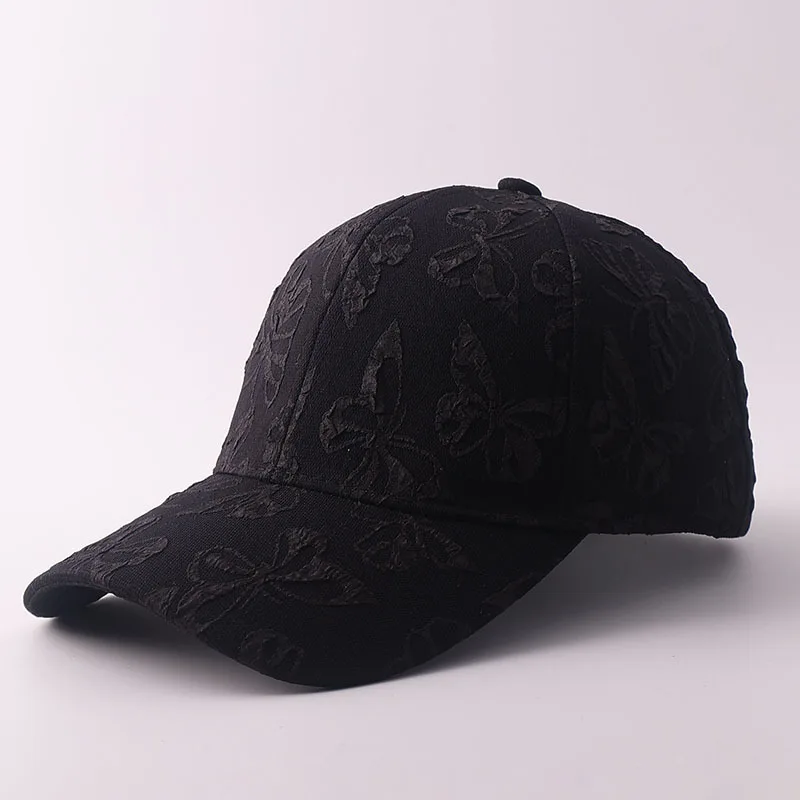 French casual style full-pattern three-dimensional embossed butterfly embroidered baseball cap - suitable for outdoor activities