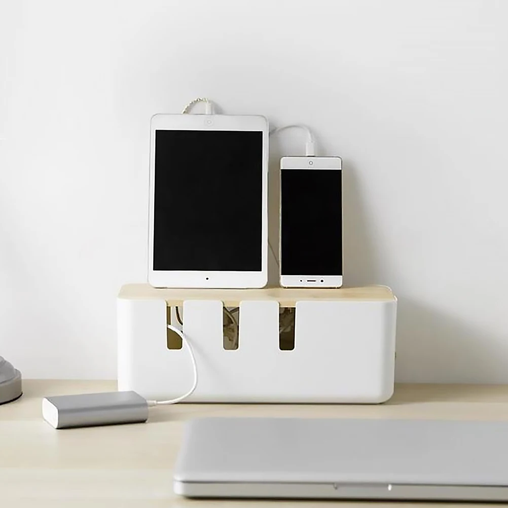 

1pc Power Cable Storage Box Multi-Functional Cable Organizer With Detachable Cover Heat Dissipation Dust-Proof For Adapters
