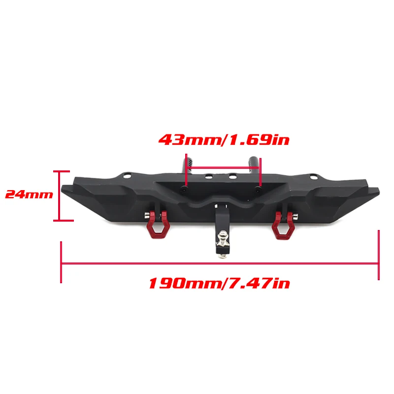 RC Car Metal Front Bumper with Led Light and Rear Bumper for 1/10 RC Crawler TRX-4 TRX-4 Axial SCX10 Upgrade Parts