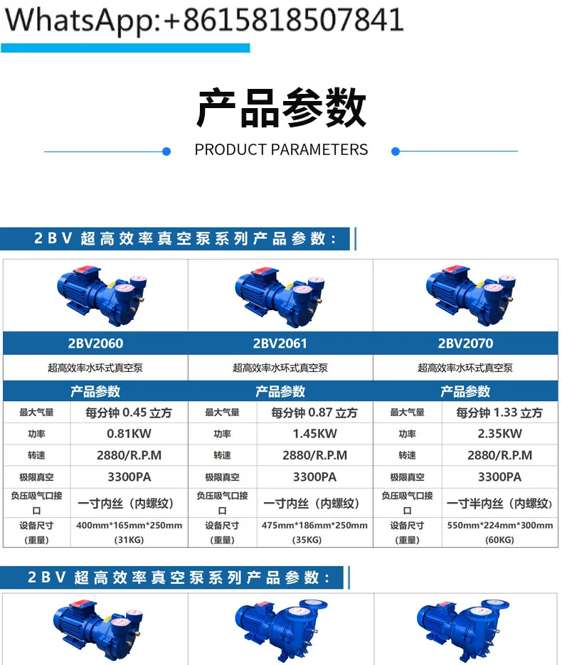 Water ring vacuum pump 2BV series corrosion-resistant and acid resistant all stainless steel 304L316L material