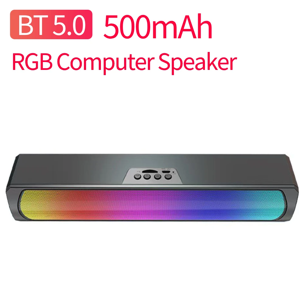 RGB Computer Speaker Bluetooth 5.0 Soundbar Stereo Sound Subwoofer Computer Sound Bar Speakers for Desktop Monitor PC Laptop