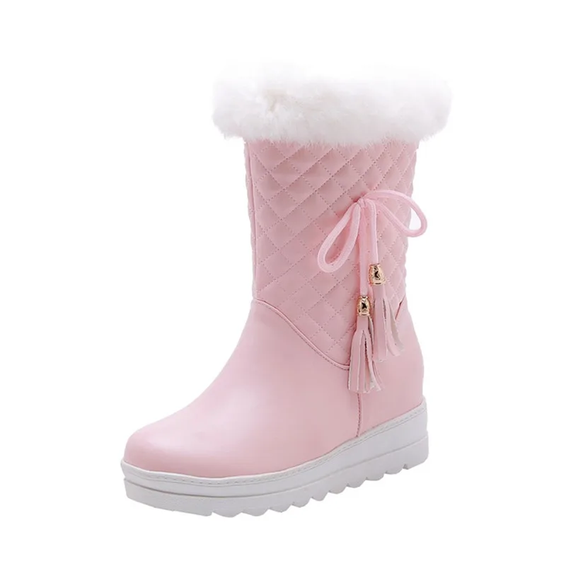 Winter Girls Boots Women Snow Boots Rabbit hair Thickened Warm Anti-skid Boots Plush Waterproof Casual Winter Women Shoes 28-43