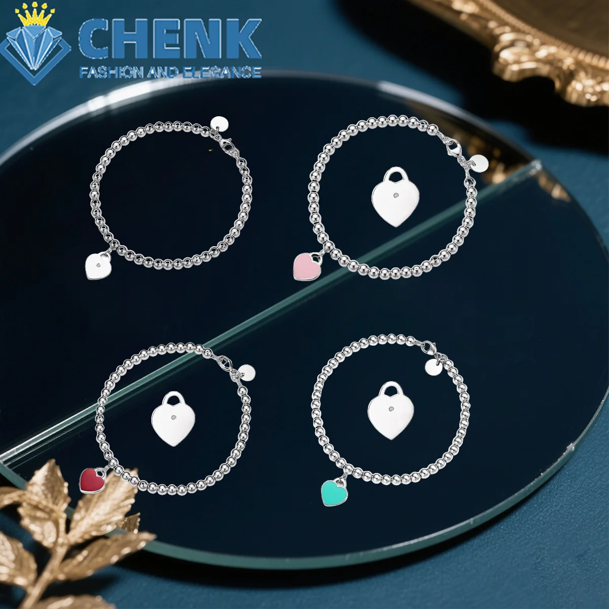 

Diversified Design, Dazzling Gemstones, Cool and Stylish Personalized Heart Pendant Bracelet, New Trend.