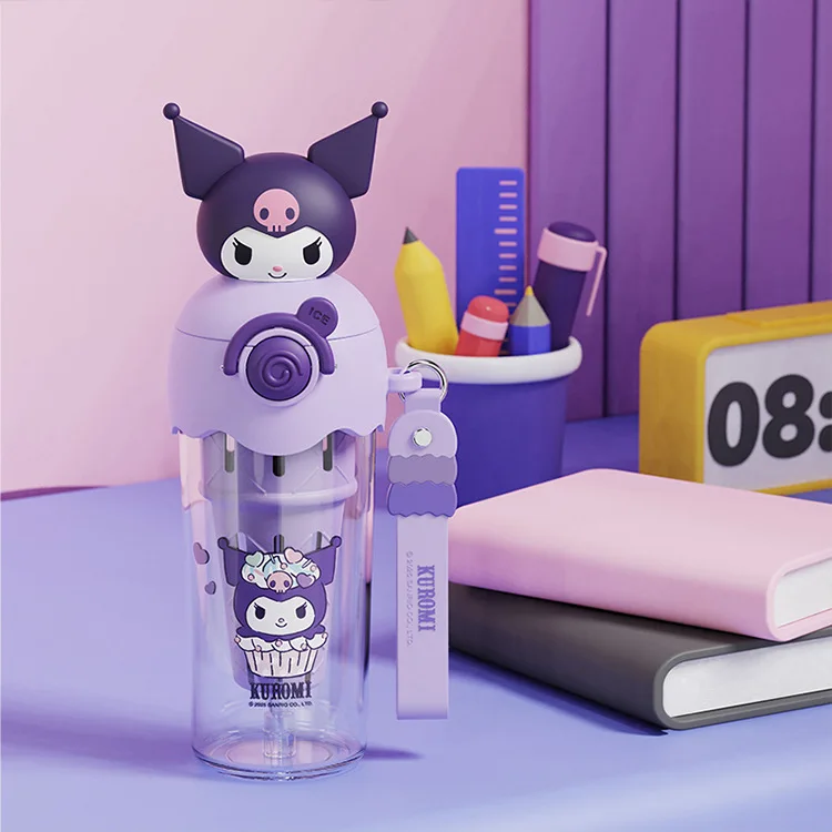 

Kuromi Sanrio Girl Cup Girls Straw Cup Student Large Capacity Cute Portable Plastic Water Cup Hot Sell Anime Portable