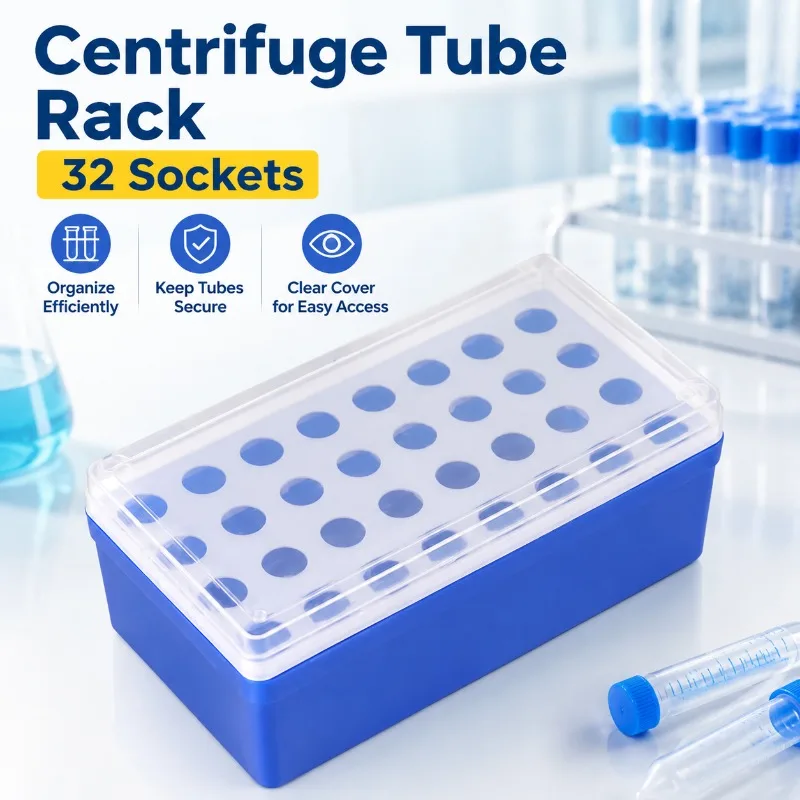 32‑Well Plastic Centrifuge‑Tube Storage Box for 5ml Sample Vials Lidded Laboratory Organizer Durable Sample‑Keeping Container