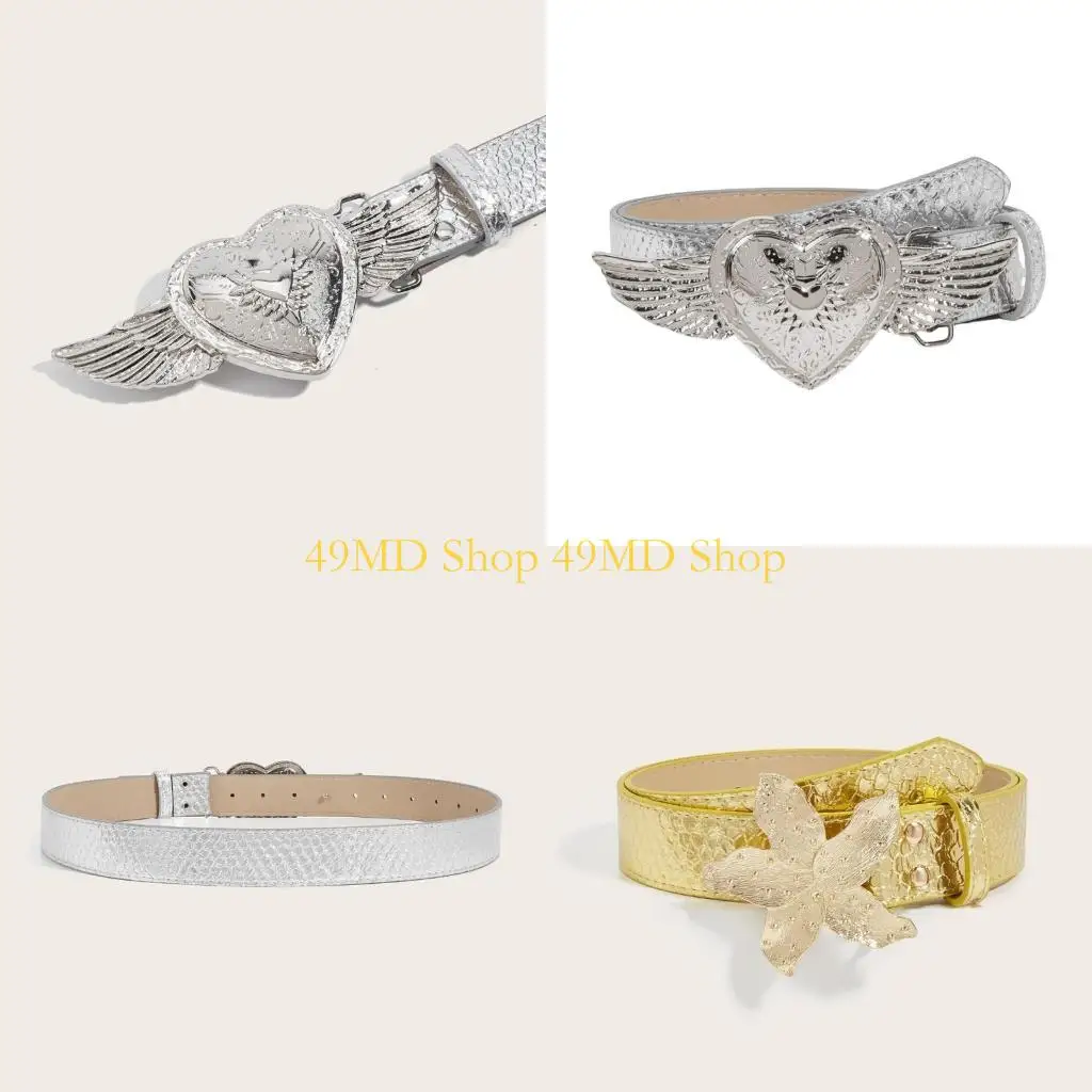 49MD Shimmering Belt Heart Wing Belt Eye Catching Waistband Female Waist Decoration