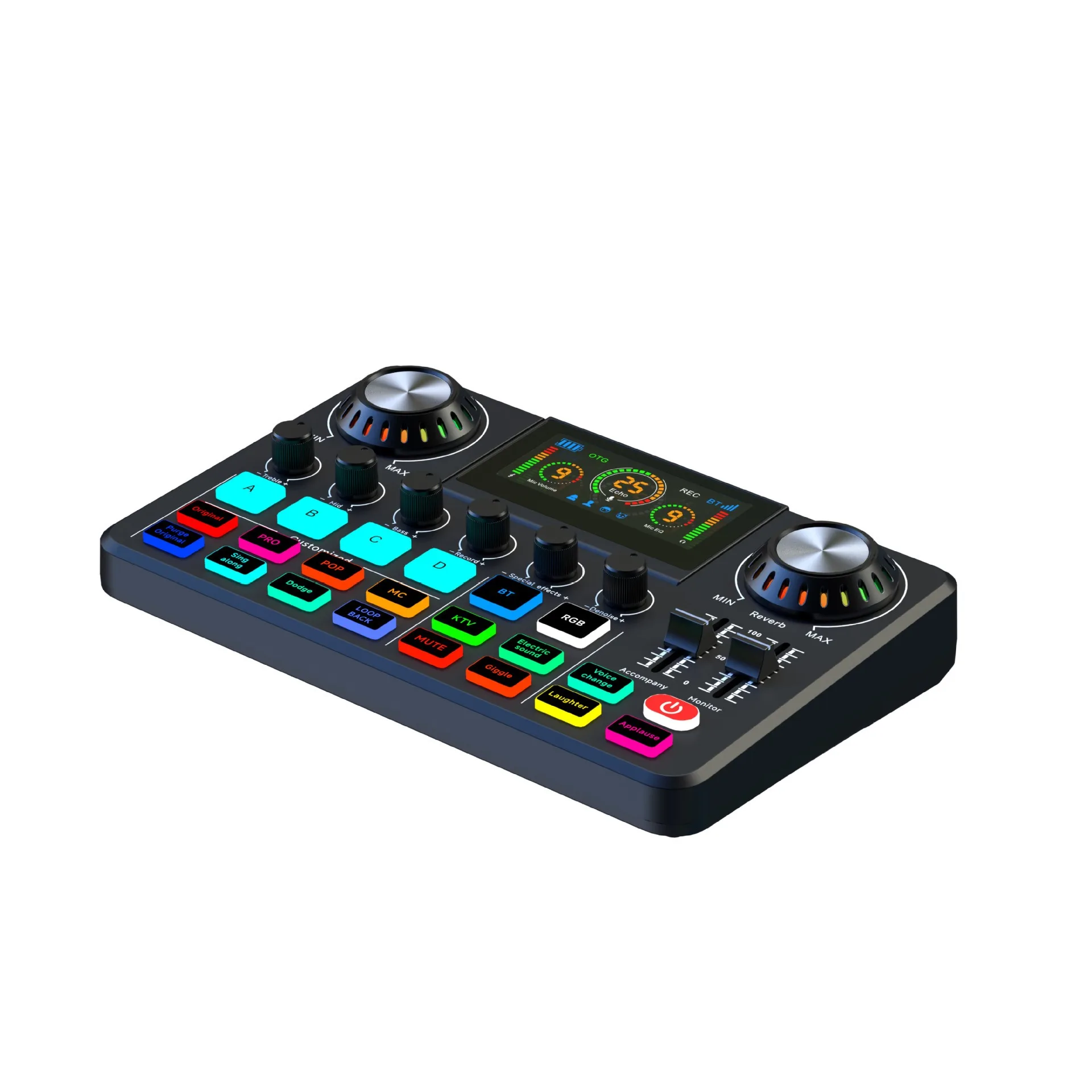 F668 Scheda audio dal vivo mixer transfrontaliero registrazione computer canto riduzione del rumore banda di frequenza gioco con funzioni personalizzate