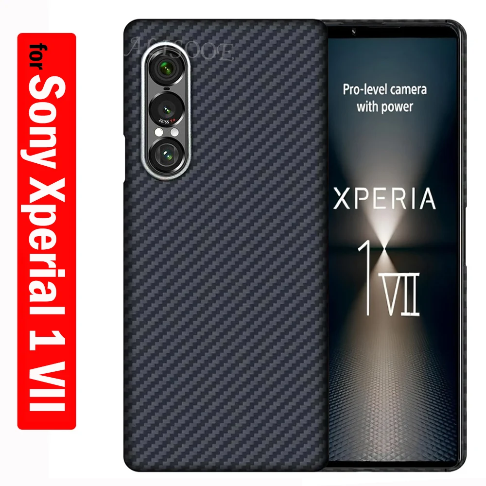 Funda de fibra de carbono real para sony xperia 1 vii 5g capa ultrafina de fibra de aramida fosca capa dura para sony xperia 1 vii capa