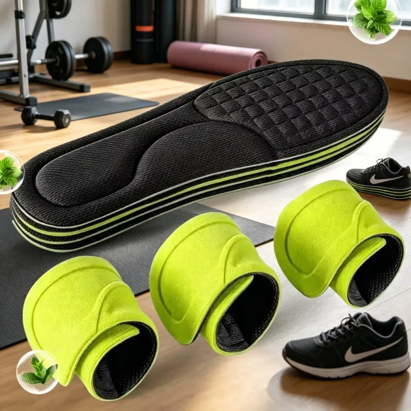 Soft Arch Support Gel Insoles Sweat Absorb Odor Reducing Cushion Inserts for Running Walking Athletic Shoes