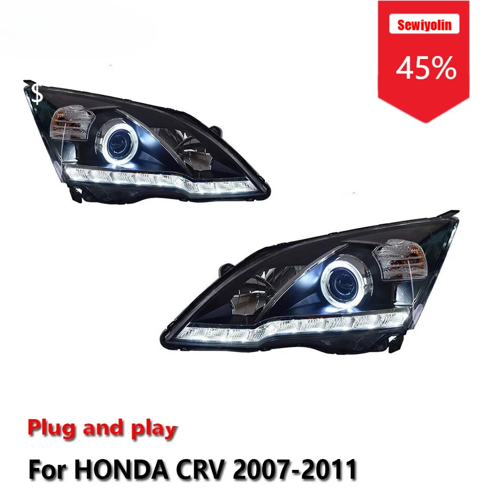 

Sewiyolin автомобильные светодиодные фары в сборе для HONDA CRV 2007-2011, противотуманные фары DRL, стоп-сигнал поворота, лампа Plug and Play