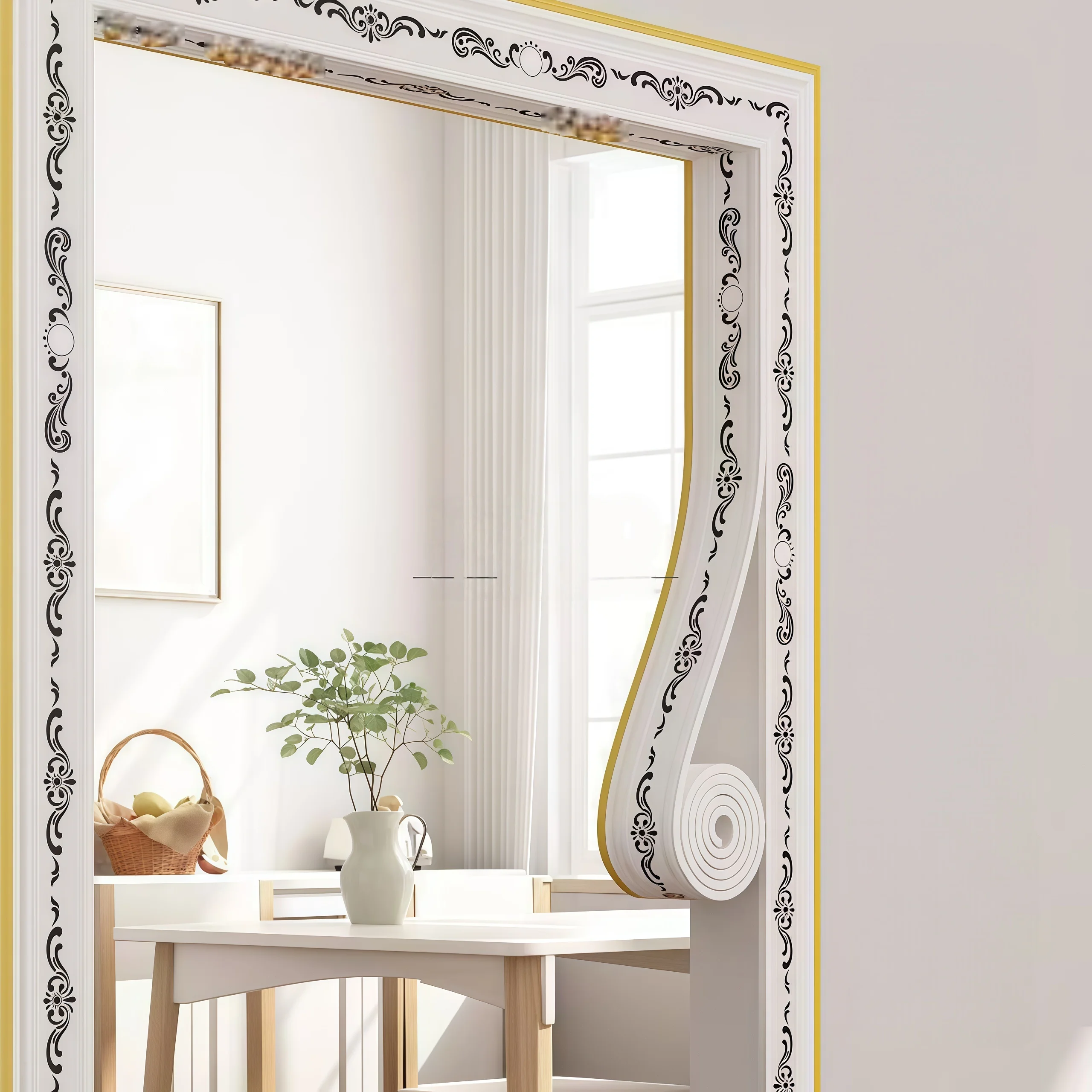 Peel Stick Foam Molding Trim 1Roll Self Adhesive Wallpaper Border Edging Strip 3D Wall Edging Lines Foam Baseboard for Home, Hot
