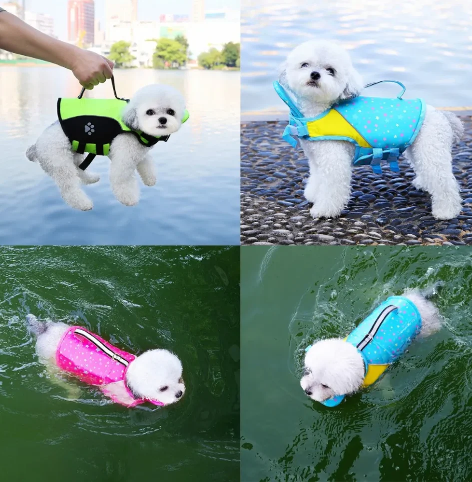 

Dog Life Jacket with Removable Front Float Adjustable High Flotation Life Vest Swimsuits for Small Medium Large Dogs Swimming
