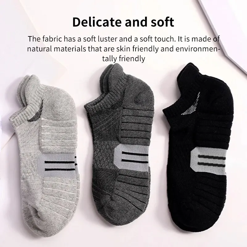 1 Pair Of Thickened Towel Bottom Running Socks Anti Slip Combed Cotton Socks Sweat Absorbing And Breathable Sports Hiking Socks