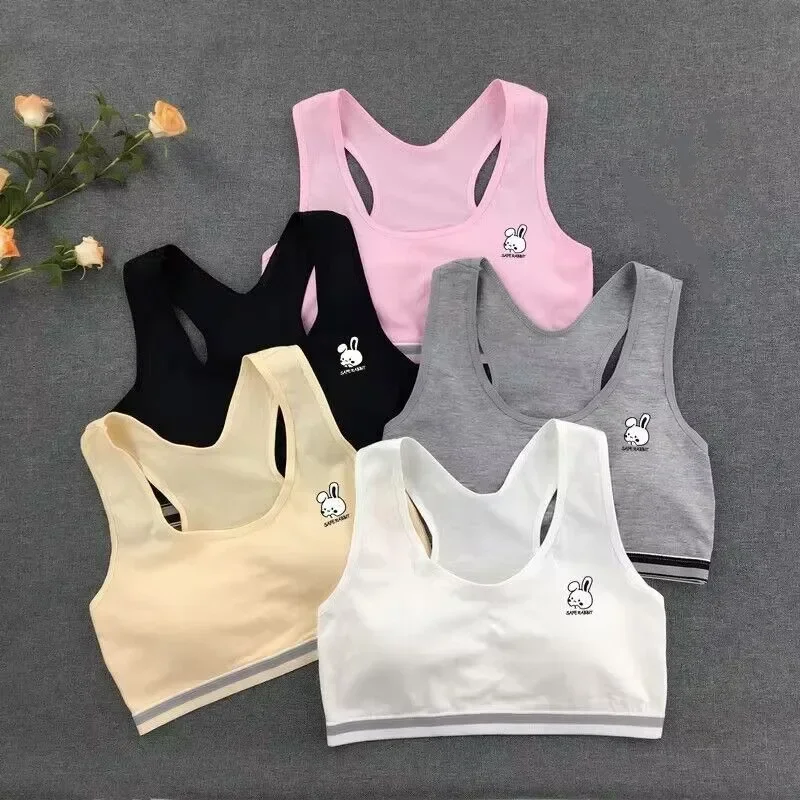 5pcs/Lot Girls Training Bra Underwear Teenage Puberty Wireless Bralette Vest 8-14Years