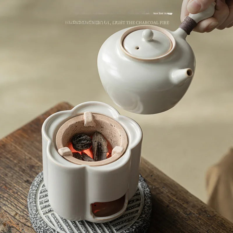 Soda Glazed Tea Warmer Holder Candle Heater Stove Kettle Stand Baked Milk Jar Carbon Furnace Teaset Accessories Ornaments Craft