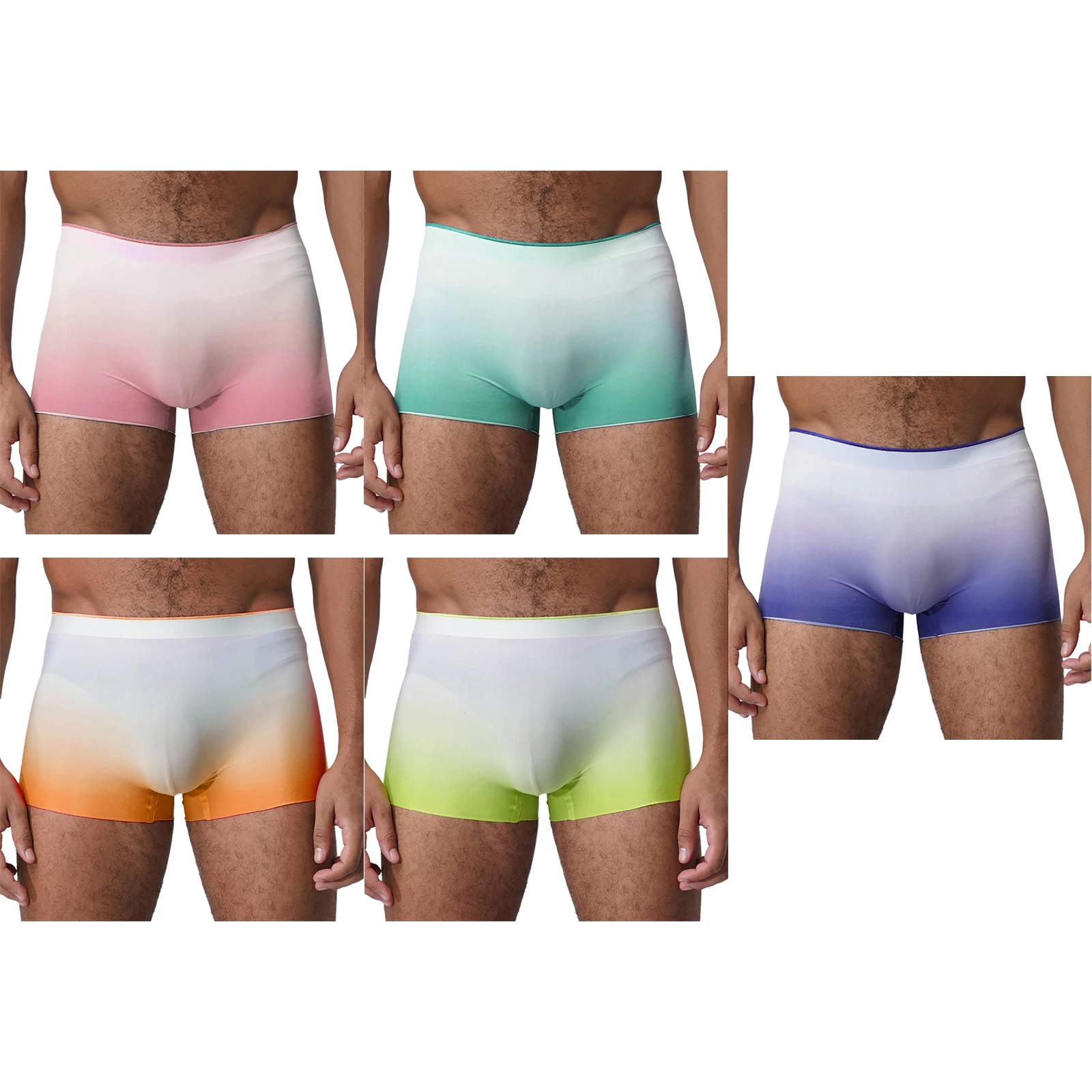 Men Adult Gradient Silky Stretchy Panties Elastic Waistband Bulge Pouch Underpants for Boyfriend Husband Everyday Wear Panties