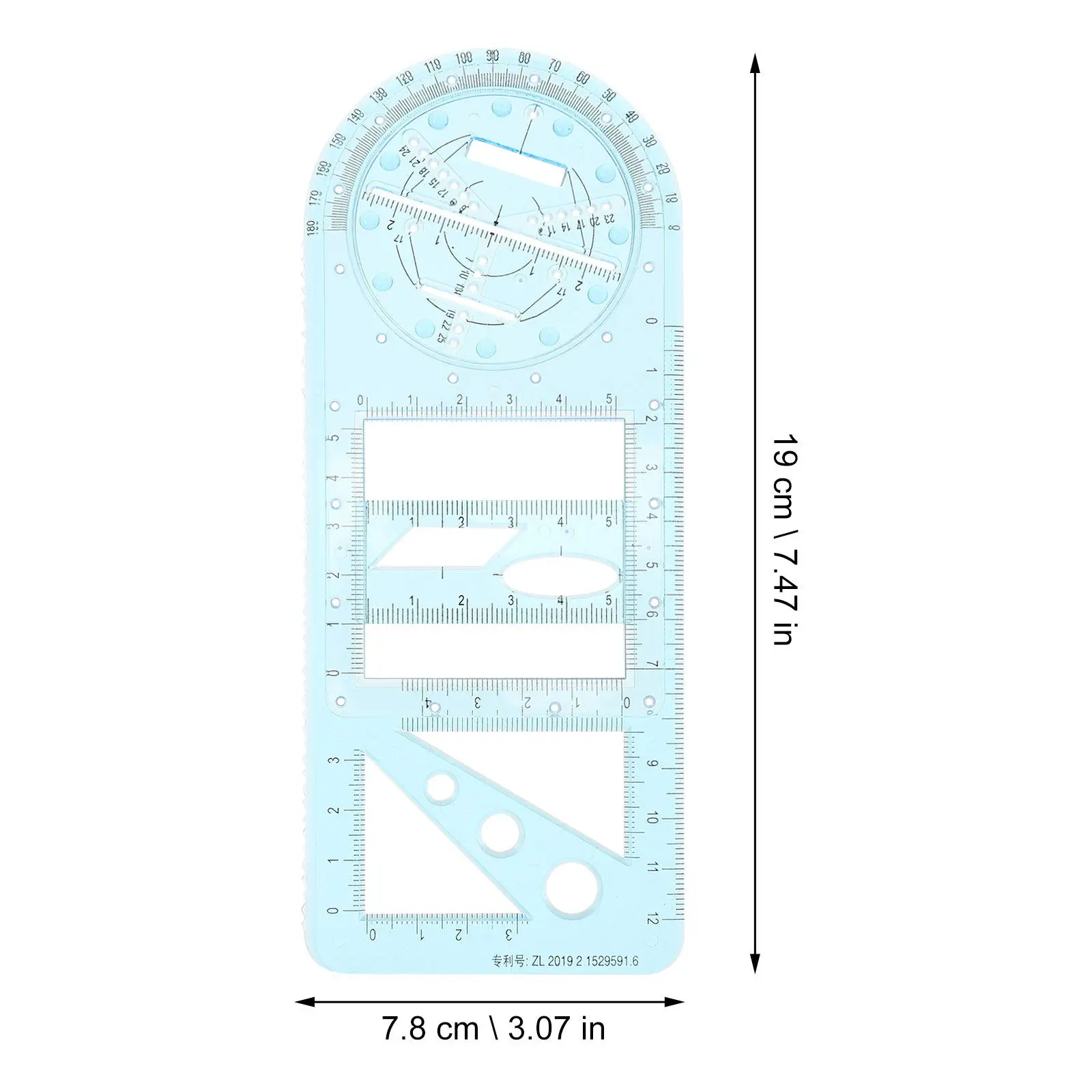 Geometric Drawing Template Ruler Set for Math, Geometry, Drafting, Teaching & School Supplies